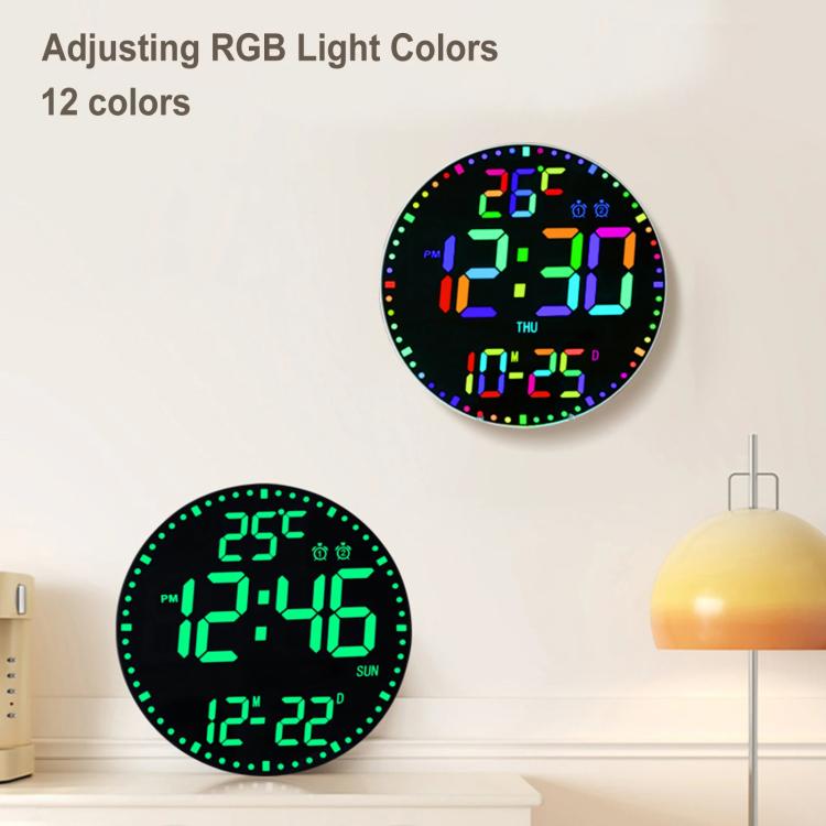 11.6-Inch RGB Wall Clock With Remote Control Multi-Functional Alarm Clock Bamboo+Bamboo