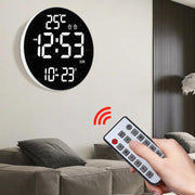 11.6-Inch White Light Wall Clock With Remote Control Multi-Functional Alarm Clock White+Black
