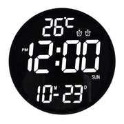 11.6-Inch White Light Wall Clock With Remote Control Multi-Functional Alarm Clock Black+Black