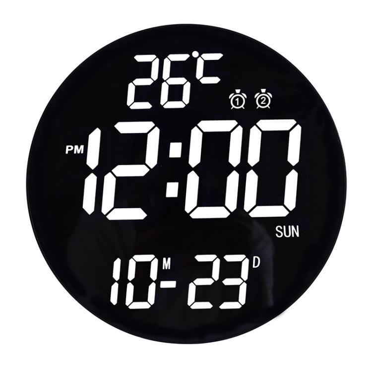 11.6-Inch White Light Wall Clock With Remote Control Multi-Functional Alarm Clock Black+Cloth