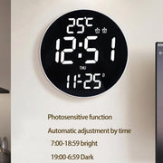 11.6-Inch White Light Wall Clock With Remote Control Multi-Functional Alarm Clock White+Black