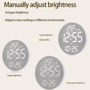 11.6-Inch White Light Wall Clock With Remote Control Multi-Functional Alarm Clock Black+Black