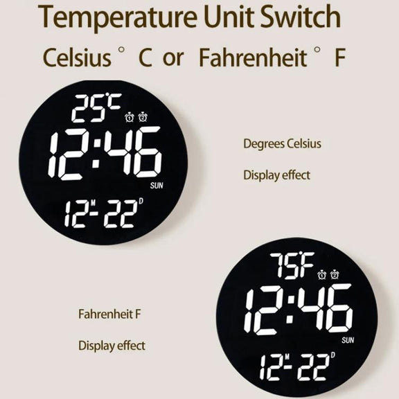 11.6-Inch White Light Wall Clock With Remote Control Multi-Functional Alarm Clock White+Cloth
