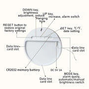 11.6-Inch White Light Wall Clock With Remote Control Multi-Functional Alarm Clock Black+Cloth