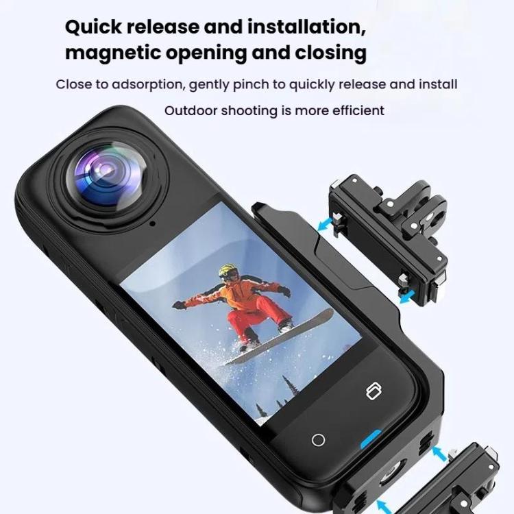 For Insta360 X4 / X3 HEPAIL AC56 Vertical Horizontal Magnetic Metal Bracket