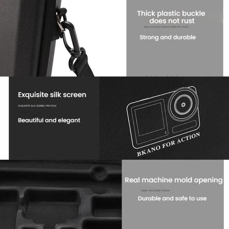BKANO For DJI Osmo Action 3 / 4 / 5 Pro Sports Camera Storage Bag Portable Protective Bag Case(Black)