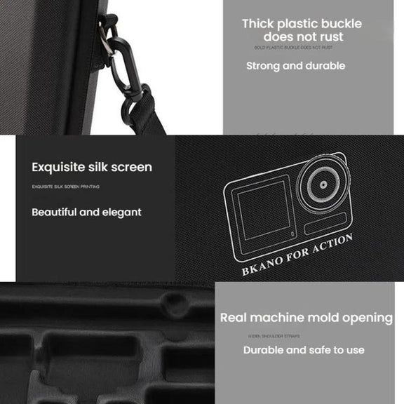 BKANO For DJI Osmo Action 3 / 4 / 5 Pro Sports Camera Storage Bag Portable Protective Bag Case(Black)