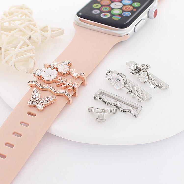 4pcs / Set 22mm Width Smart Watch Silicone Band Decorative Ring Metal Accessories(Silver)