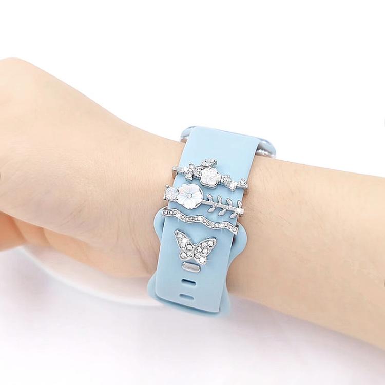 4pcs / Set 22mm Width Smart Watch Silicone Band Decorative Ring Metal Accessories(Silver)