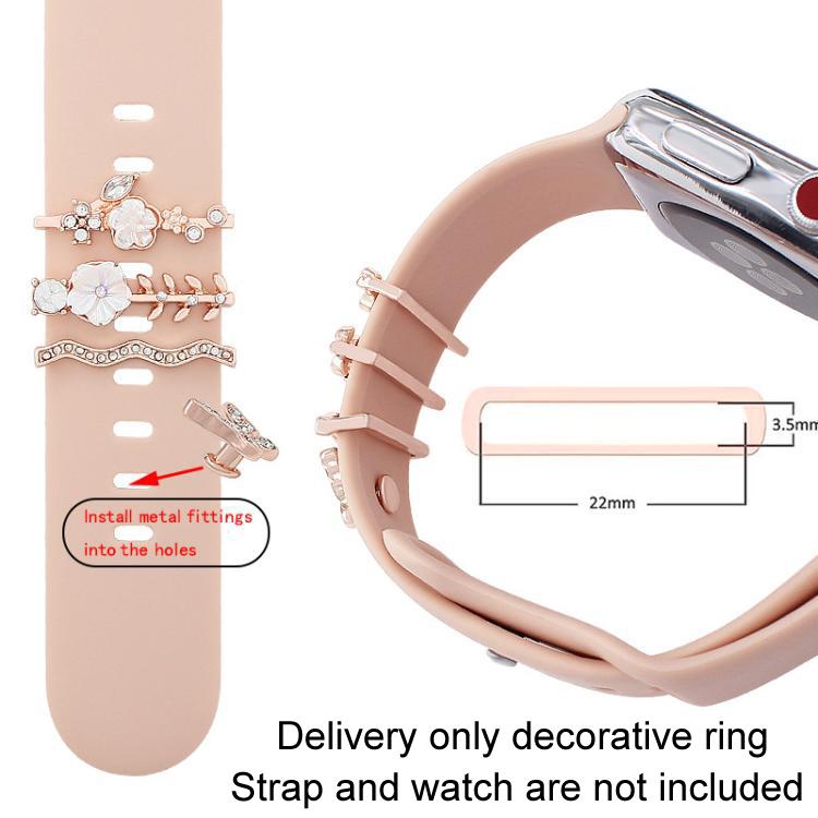 4pcs / Set 22mm Width Smart Watch Silicone Band Decorative Ring Metal Accessories(Silver)