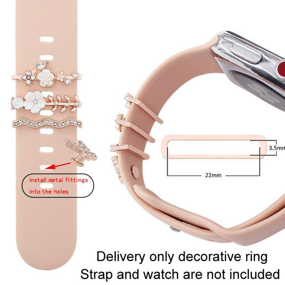 4pcs / Set 22mm Width Smart Watch Silicone Band Decorative Ring Metal Accessories(Silver)