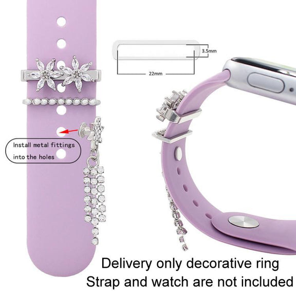 3pcs / Set 22mm Width Smart Watch Silicone Band Decorative Ring Metal Accessories, Style: 1