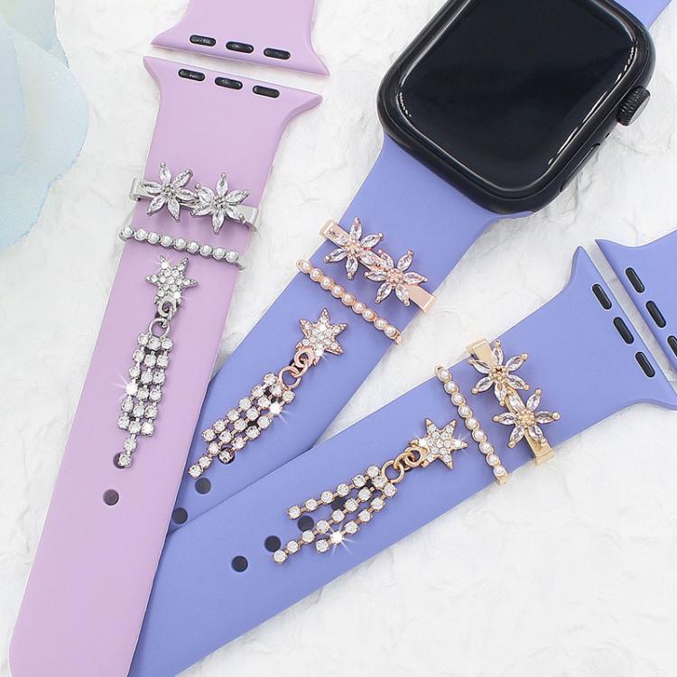 3pcs / Set 22mm Width Smart Watch Silicone Band Decorative Ring Metal Accessories, Style: 3