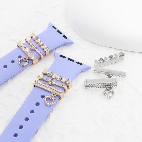 3pcs / Set 22mm Width Smart Watch Silicone Band Decorative Ring Metal Accessories, Style: 5