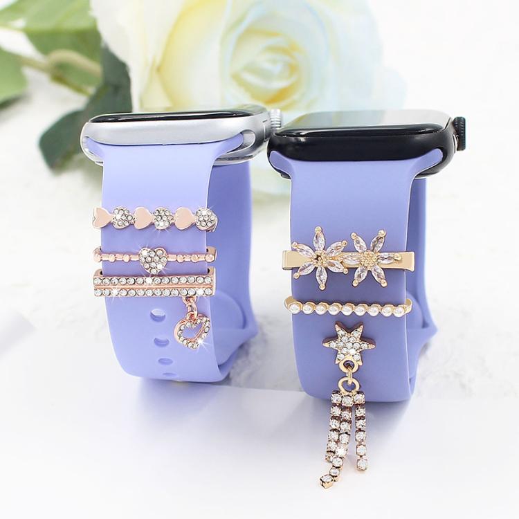 3pcs / Set 22mm Width Smart Watch Silicone Band Decorative Ring Metal Accessories, Style: 1