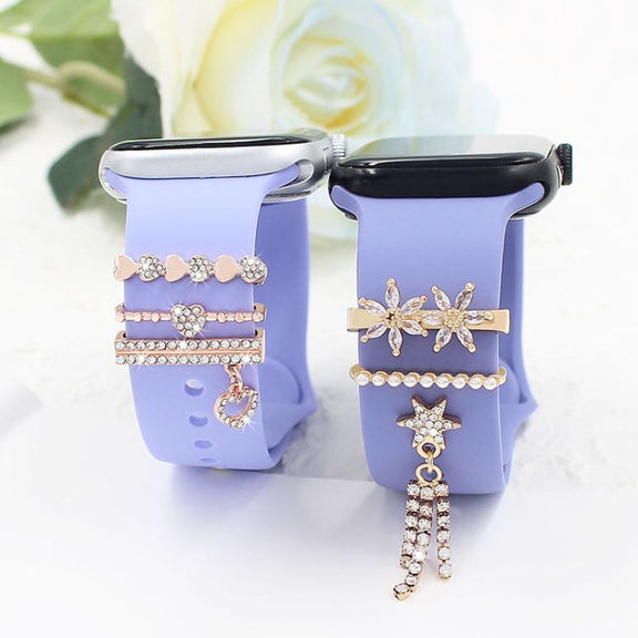 3pcs / Set 22mm Width Smart Watch Silicone Band Decorative Ring Metal Accessories, Style: 4