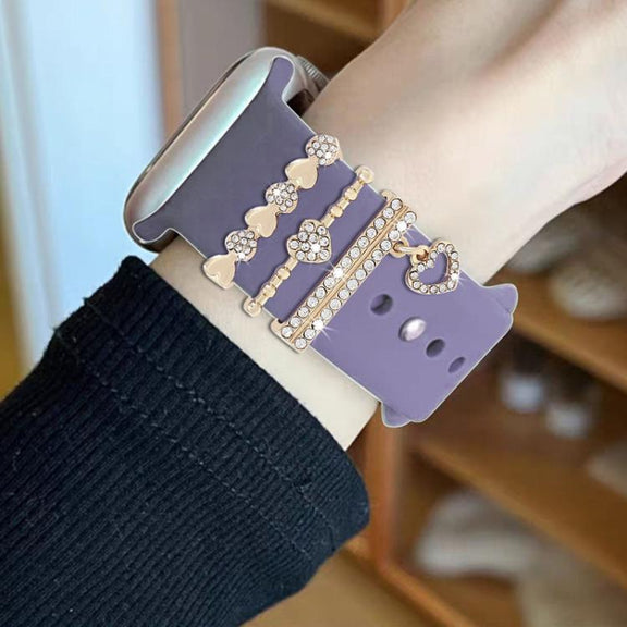 3pcs / Set 22mm Width Smart Watch Silicone Band Decorative Ring Metal Accessories, Style: 1