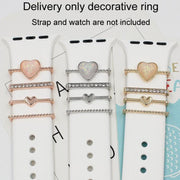 4pcs / Set 21mm Width Smart Watch Silicone Band Heart Decorative Ring Metal Accessories(Silver)