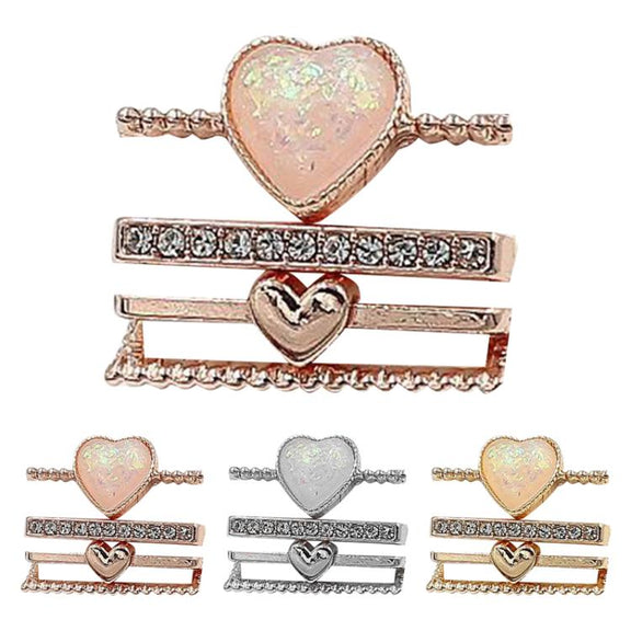 4pcs / Set 21mm Width Smart Watch Silicone Band Heart Decorative Ring Metal Accessories(Silver)