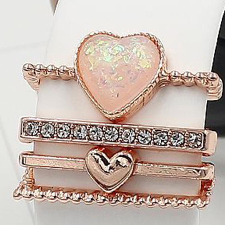 4pcs / Set 21mm Width Smart Watch Silicone Band Heart Decorative Ring Metal Accessories(Silver)