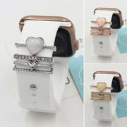 4pcs / Set 21mm Width Smart Watch Silicone Band Heart Decorative Ring Metal Accessories(Rose Gold)