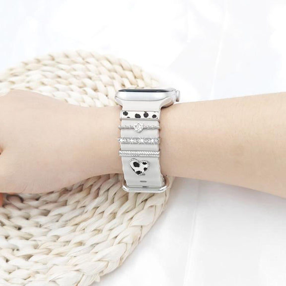 5pcs / Set 20mm Width Smart Watch Silicone Band Decorative Ring Metal Accessories, Style: Gold 7