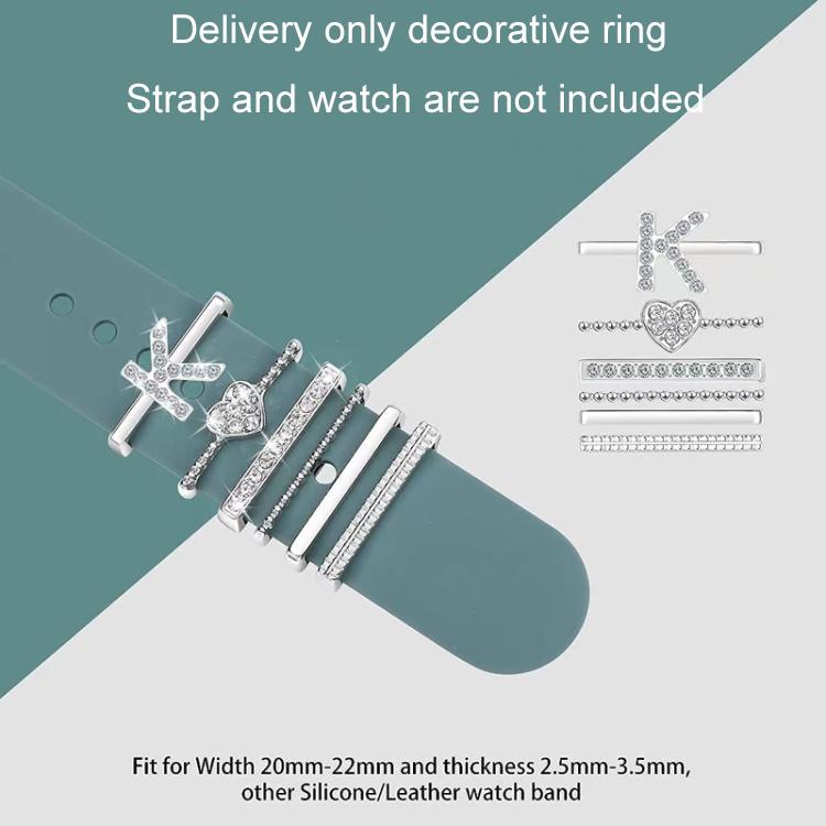 6pcs / Set Smart Watch Silicone Band Decorative Ring Metal Accessories, Size: A(Silver)