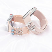 4pcs / Set 22mm Width Smart Watch Silicone Band Decorative Ring Metal Accessories(Love Heart Silver)