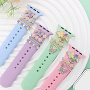 4pcs / Set 22mm Width Smart Watch Butterfly Flower Band Decorative Ring Metal Accessories, Style: 2