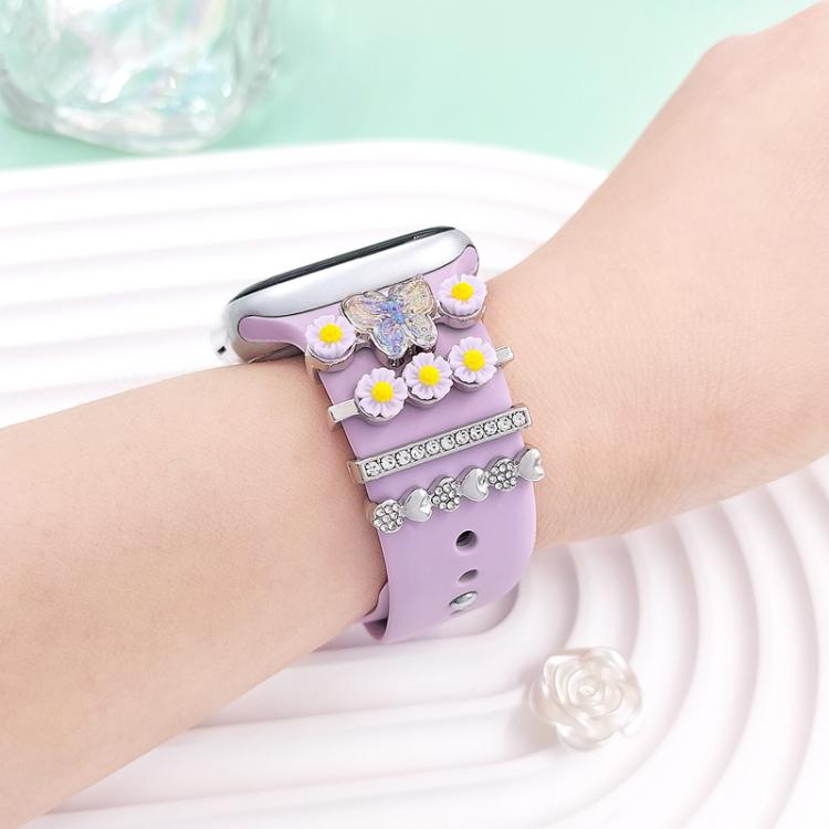 4pcs / Set 22mm Width Smart Watch Butterfly Flower Band Decorative Ring Metal Accessories, Style: 3