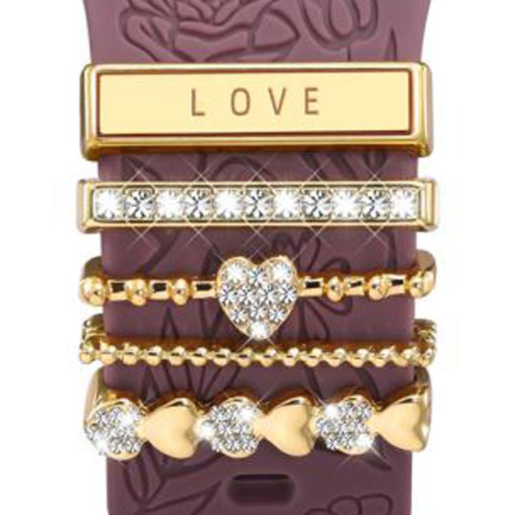 21mm Width Smart Watch Band Decorative Ring Metal Accessories(LOVE Gold)