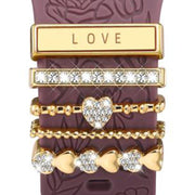 21mm Width Smart Watch Band Decorative Ring Metal Accessories(LOVE Gold)