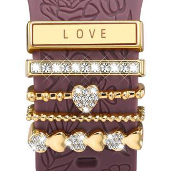 21mm Width Smart Watch Band Decorative Ring Metal Accessories(LOVE Gold)