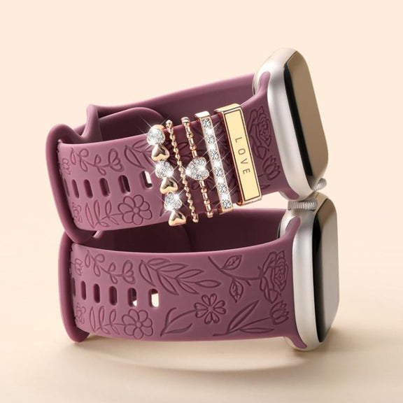 21mm Width Smart Watch Band Decorative Ring Metal Accessories(LOVE Gold)