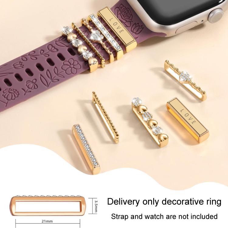 21mm Width Smart Watch Band Decorative Ring Metal Accessories(LOVE Gold)