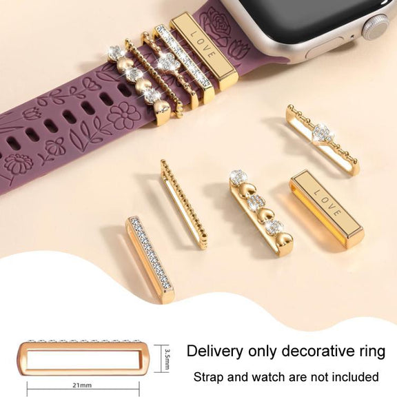 21mm Width Smart Watch Band Decorative Ring Metal Accessories(LOVE Gold)