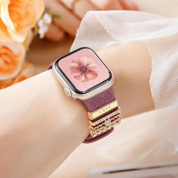 21mm Width Smart Watch Band Decorative Ring Metal Accessories(LOVE Gold)