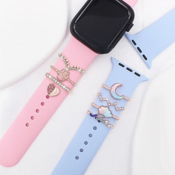 4pcs / Set 22mm Width Smart Watch Band Decorative Ring Metal Accessories, Style: 3