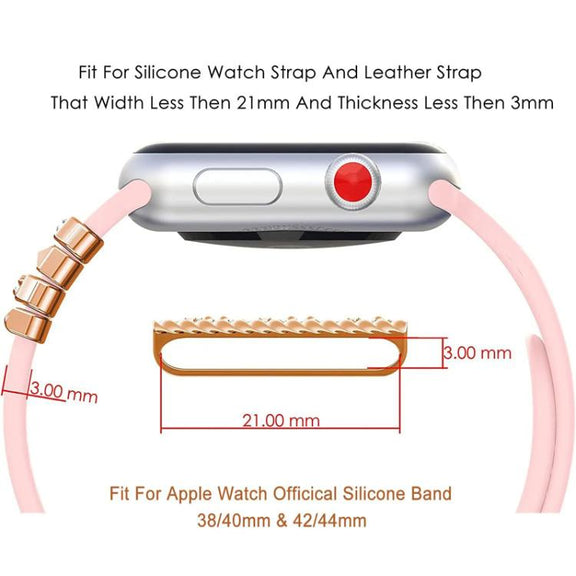 5pcs / Set 21mm Width Smart Watch Band LOVE Letter Decorative Ring Metal Accessories(Rose Gold)
