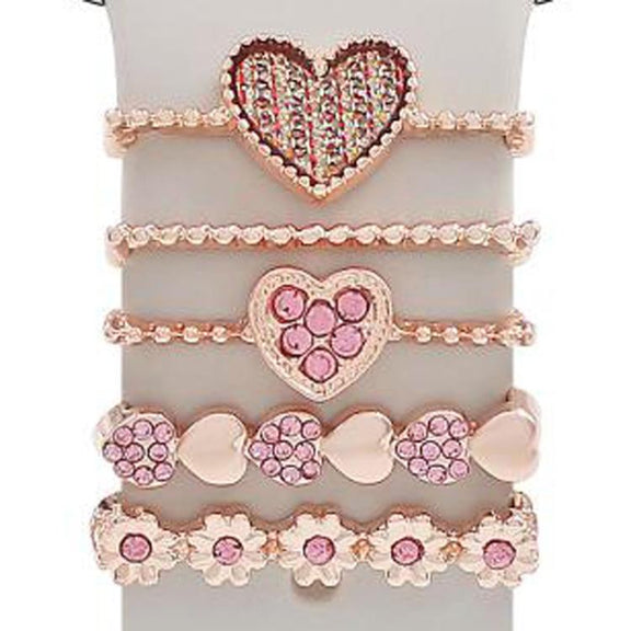 22mm Width Smart Watch Silicone Band Decorative Ring Metal Accessories, Style: Love Heart Rose Gold