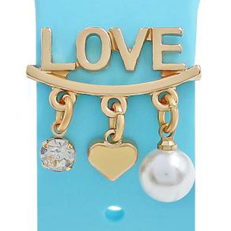 22mm Width Smart Watch Silicone Band Decorative Ring Metal Accessories, Style: LOVE Gold