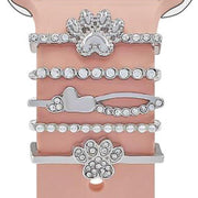 22mm Width Smart Watch Silicone Band Decorative Ring Metal Accessories, Style: Dog Paw Silver