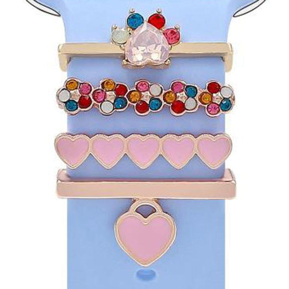 22mm Width Smart Watch Silicone Band Decorative Ring Metal Accessories, Style: Dog Paw Rose Gold