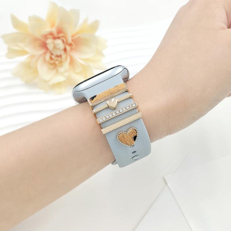 22mm Width Smart Watch Silicone Band Decorative Ring Metal Accessories, Style: Dog Paw Silver