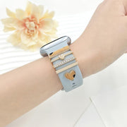 22mm Width Smart Watch Silicone Band Decorative Ring Metal Accessories, Style: Dog Paw Silver