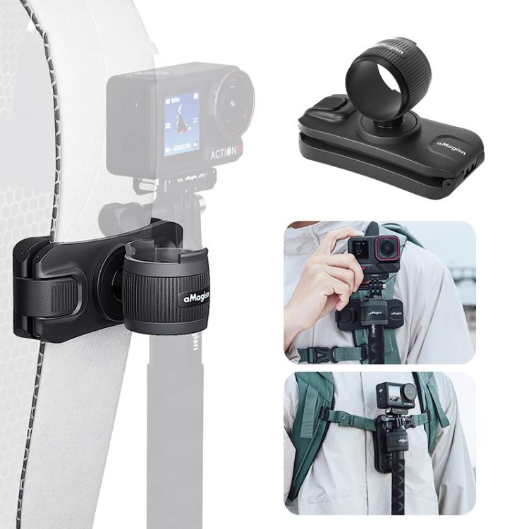 AMagisn Selfie Stick Hanger Action Camera Backpack Quick Attachment for Insta360 / DJI / GoPro(Black)