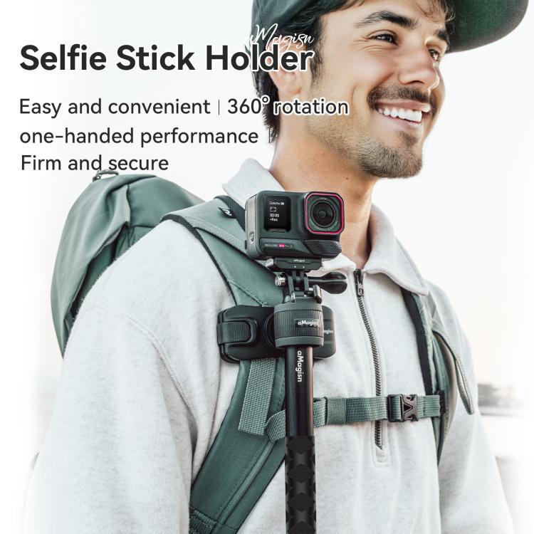 AMagisn Selfie Stick Hanger Action Camera Backpack Quick Attachment for Insta360 / DJI / GoPro(Black)