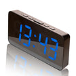 LED Mirror Digital Clock with Type-C Charging Port & 18650 Battery Compartment (Battery Not Included)(Black+Blue) - Alarm Clocks by PMc TechLife | Online Shopping South Africa | PMc TechLife | Buy Now Pay Later Mobicred
