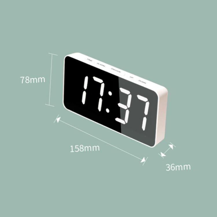 LED Mirror Digital Clock with Type-C Charging Port & 18650 Battery Compartment (Battery Not Included)(White+Blue)