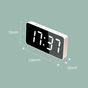LED Mirror Digital Clock with Type-C Charging Port & 18650 Battery Compartment (Battery Not Included)(White+Blue)